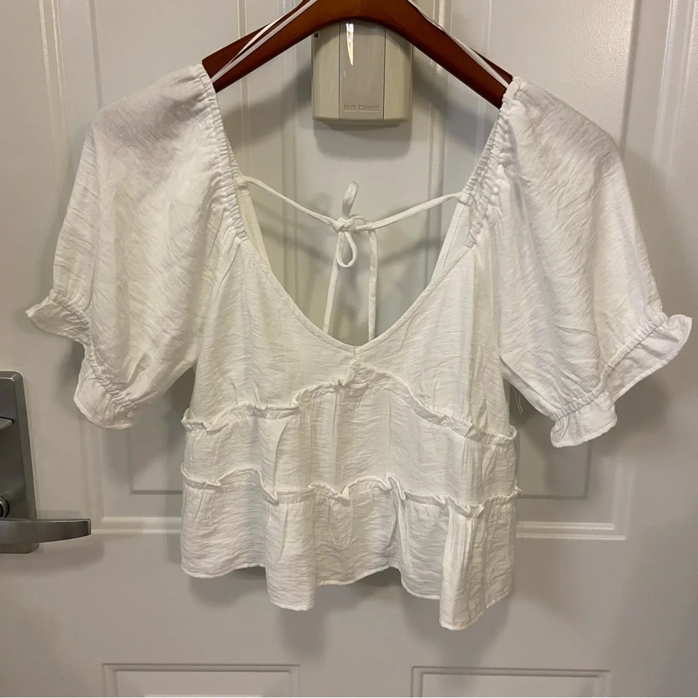 White Ruffled Women's Top - Picture 1 of 13